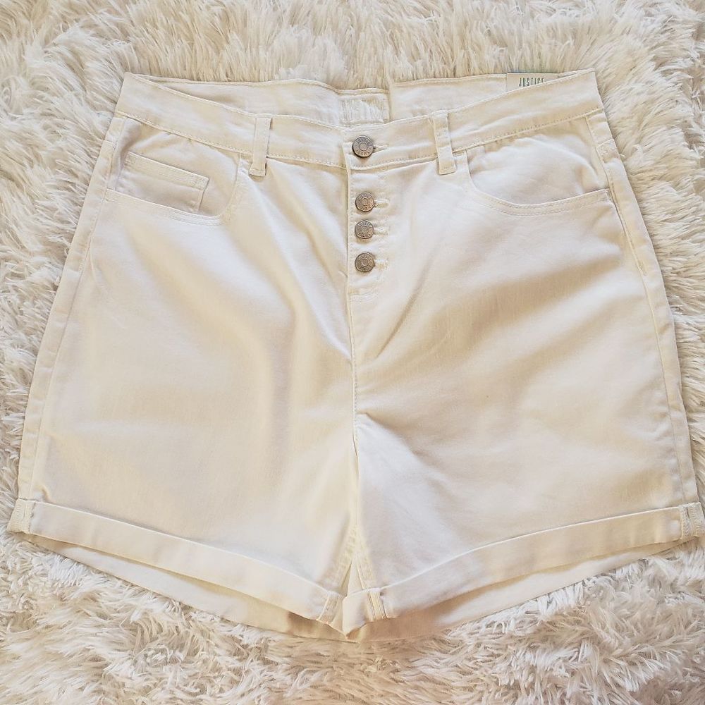 Justice Girl's plusButton Front Cuffed Jean Shorts - Picture 1 of 8
